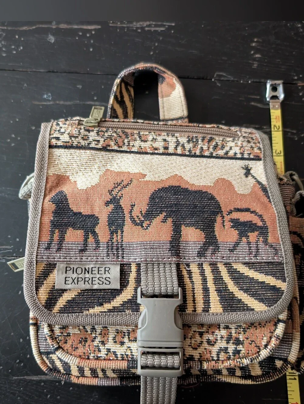 Vintage 90s Y2K Safari Tapestry Crossbody Multi-pocket Utility Bag Gorpcore